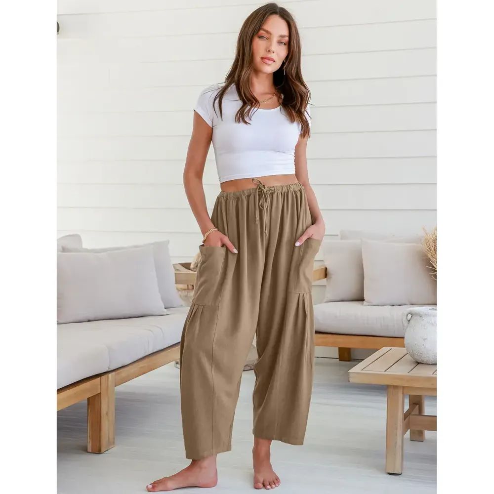 Womens Linen Wide Leg Pants