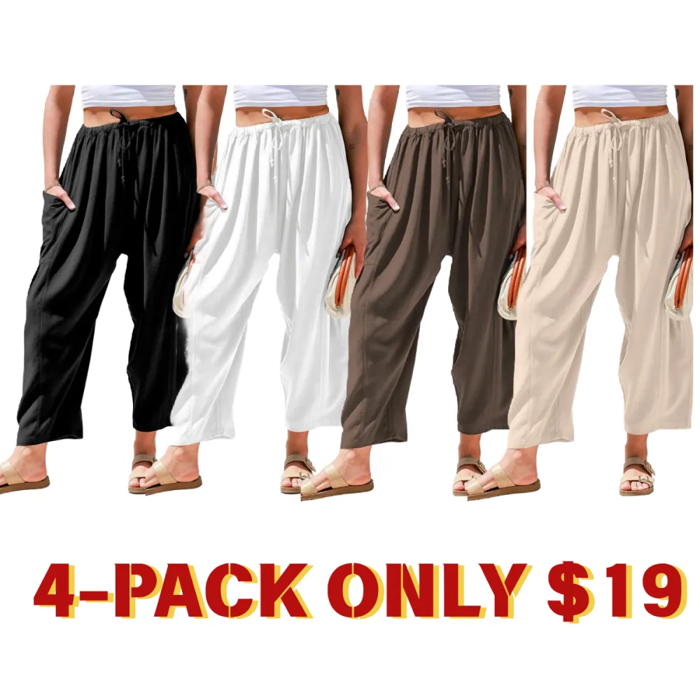 Womens Linen Wide Leg Pants