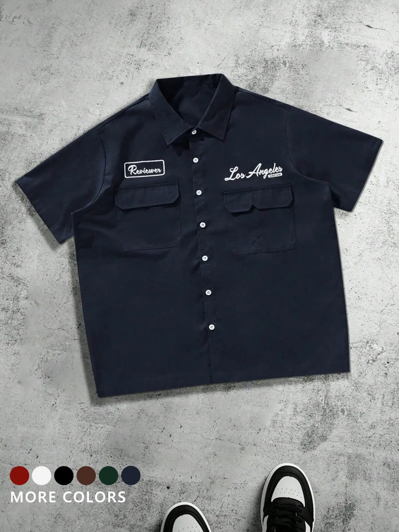 Men's Plus Size Casual Loose Fit Work Shirt, Button Front, Square Short Sleeve, Multiple Pockets, Urban Style, Perfect Gift
