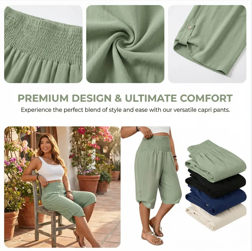 Factory Direct Women's Elastic Waist Comfort Capri Pants, 8-Pack Only $24