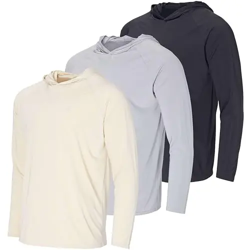 3 Pack: Men's Rash Guard Hoodie Sweatshirt Sun Protection UPF Fishing Shirt (Available in Big & Tall)