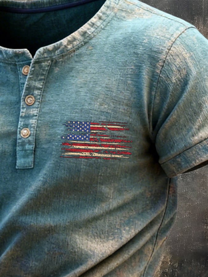 Men's Retro Patriot Camouflage Patchwork T-shirt