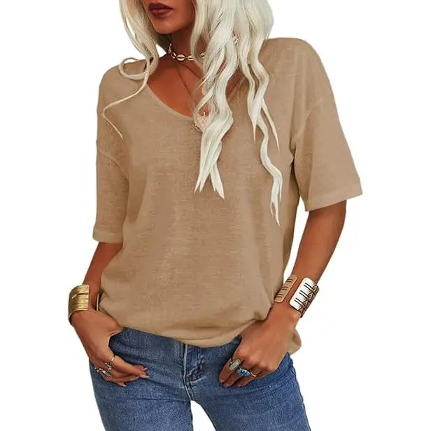 Women's Soft Solid Color Vneck Tshirt (Less than $3 each!)
