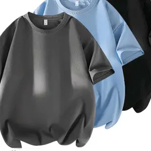 Men's 3PCS 100% cotton Crew Neck T-Shirts Set - Soft Loose Fit Navy Gray Black Tees for Casual Daily Wear
