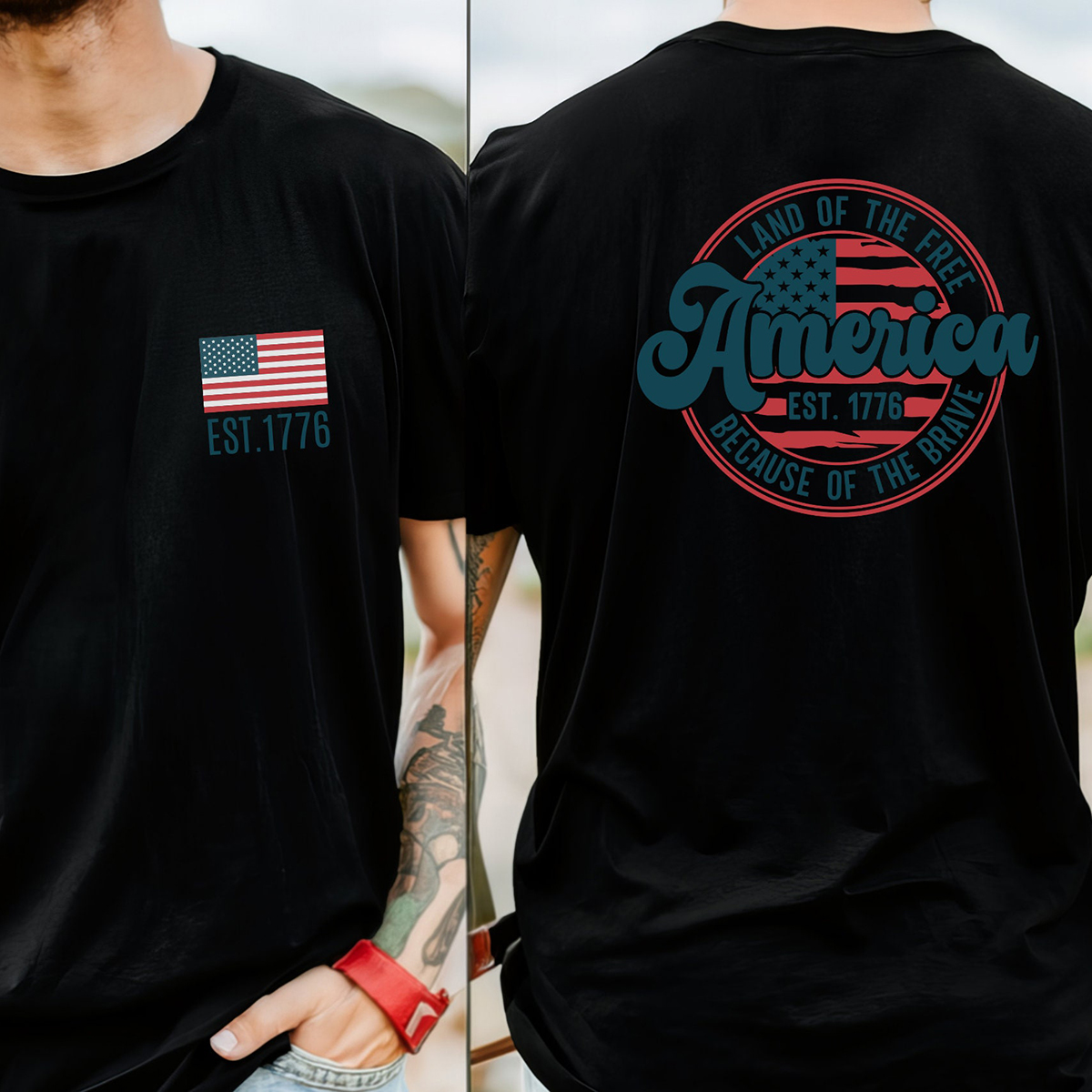 Men's Retro American Pattern T-shirt