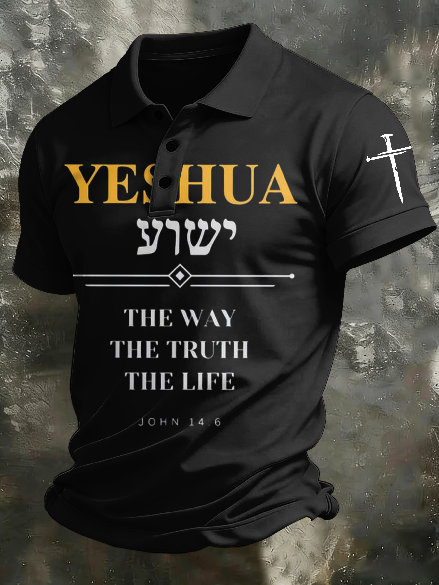 Men'S Casual Faith Jesus Collar Button Polo Shirt