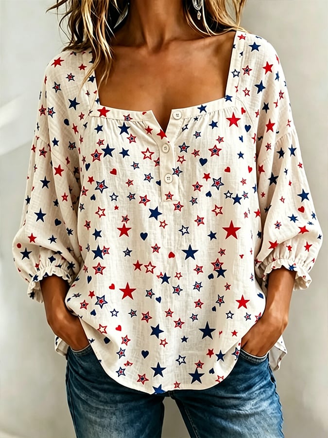 Women's 250th Anniversary  Flower Art  Print Top