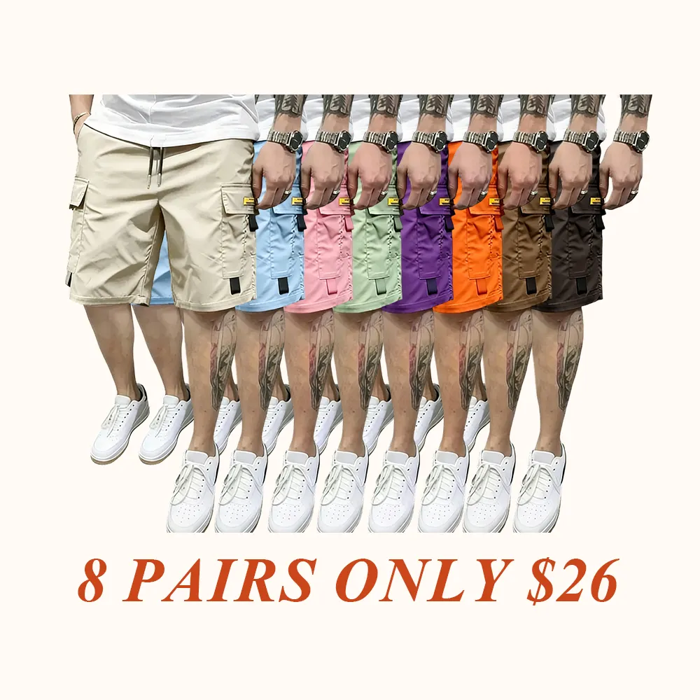 Street Style Three-Piece Set!Men's Multi-Pocket Cargo Shorts Comfortable & Stylish - Perfect for Everyday Casual & Sports Wear