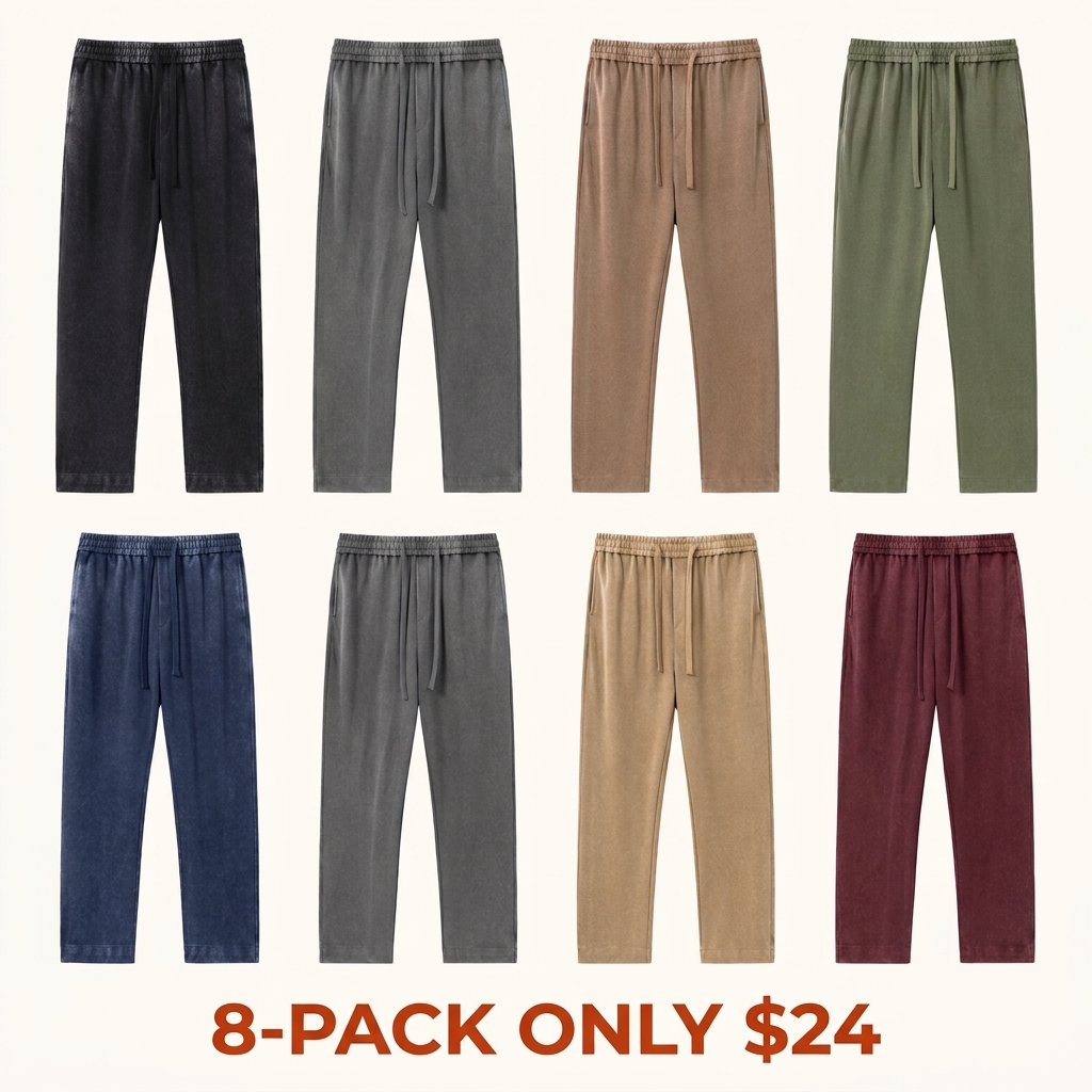 Unisex Washed Pure Cotton Solid-Color Casual Sweatpants
