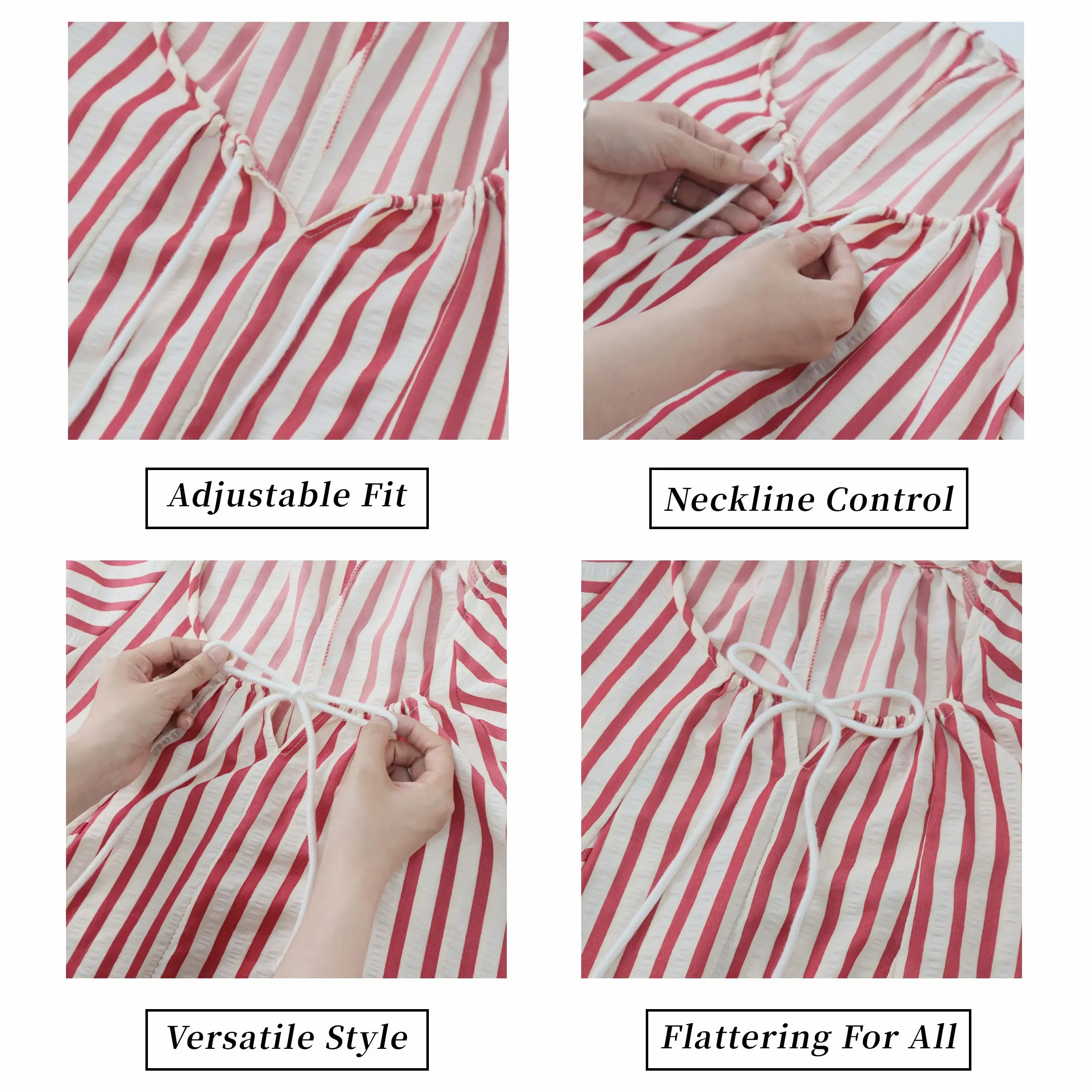 Women's Striped Wide Leg Romper – Puff Sleeve Loose Jumpsuit with Pockets
