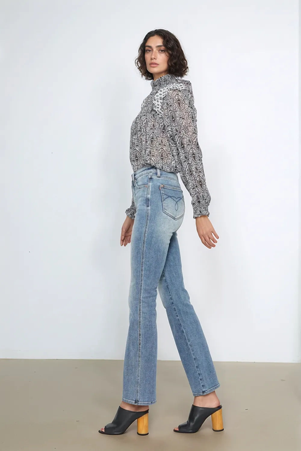 Blue Full Size Tummy Control Back Embroidered Pocketed Bootcut Jeans Plus Size