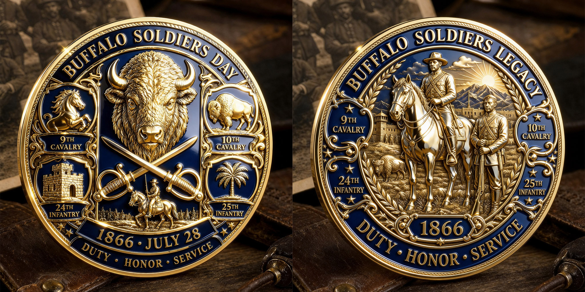 Buffalo Soldiers Legacy Commemorative Metal Medal – 1866 July 28 Honor Tribute