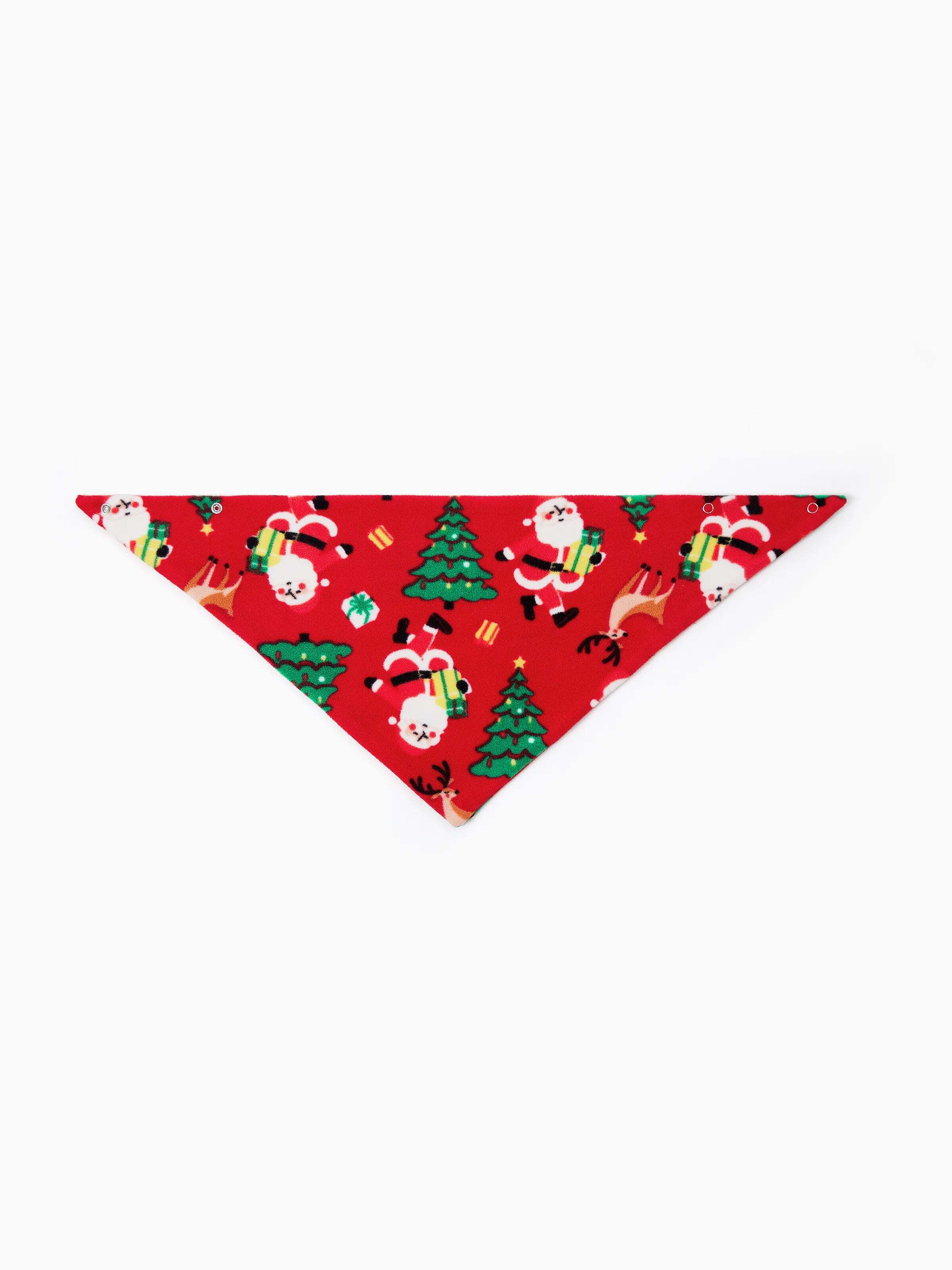 Christmas Matching Family Pajamas Set Santa Claus and Christmas Tree Print Red Fleece PJS with Christmas Socks Red