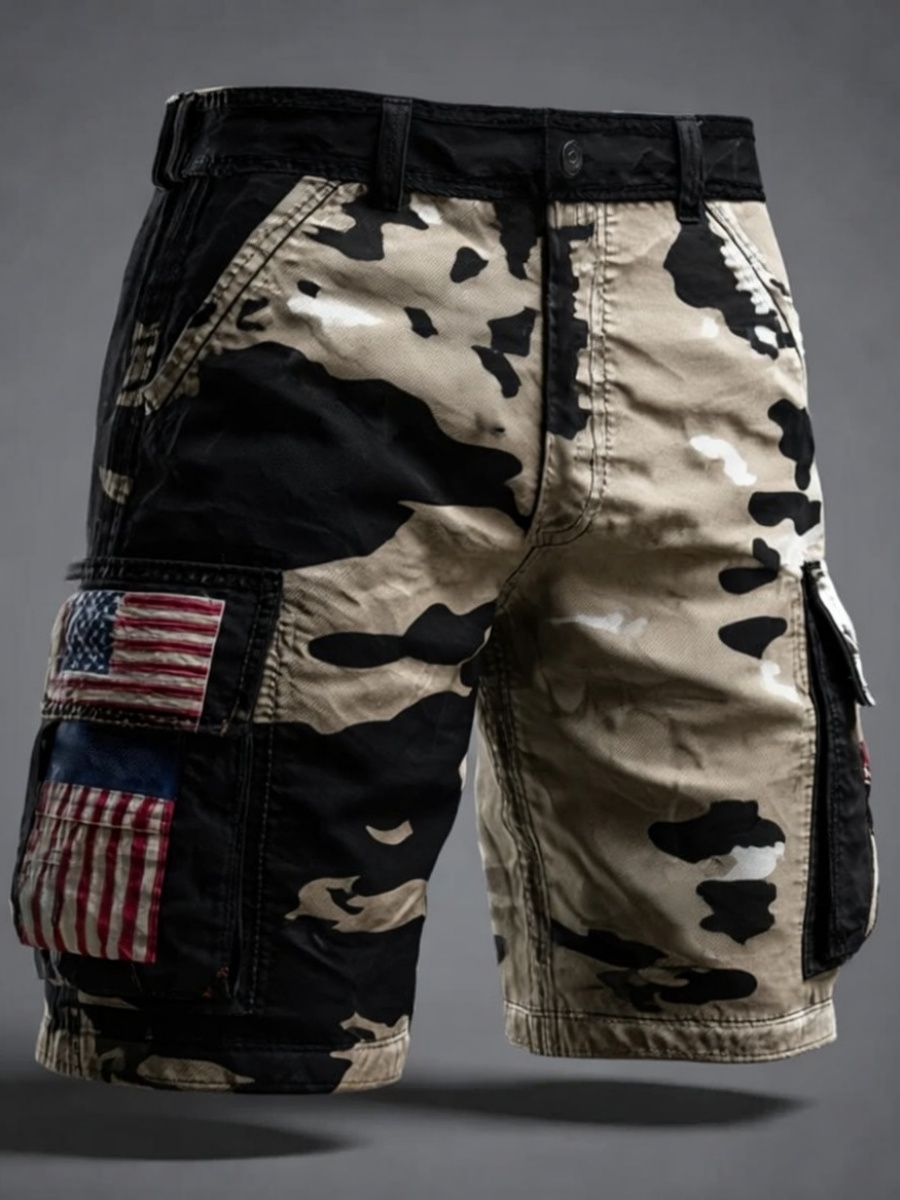 Retro American 250th Anniversary Camouflage Print Men's Shorts