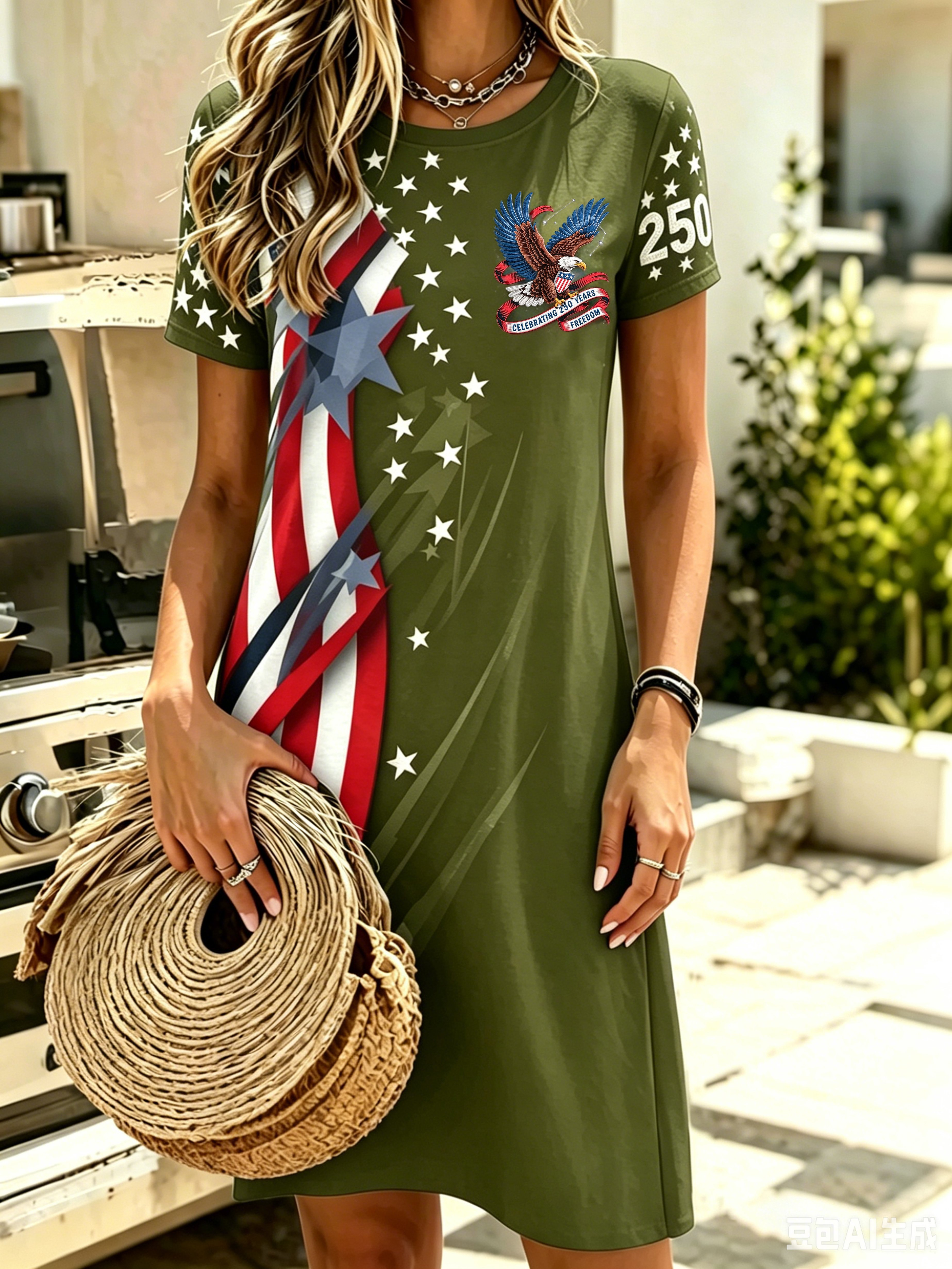 Women's Casual 250th Anniversary Commemorative Print Dress