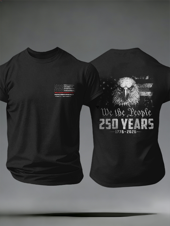 Men'S Casual American Founding Celebration Personalized Printed Round Neck T-Shirt