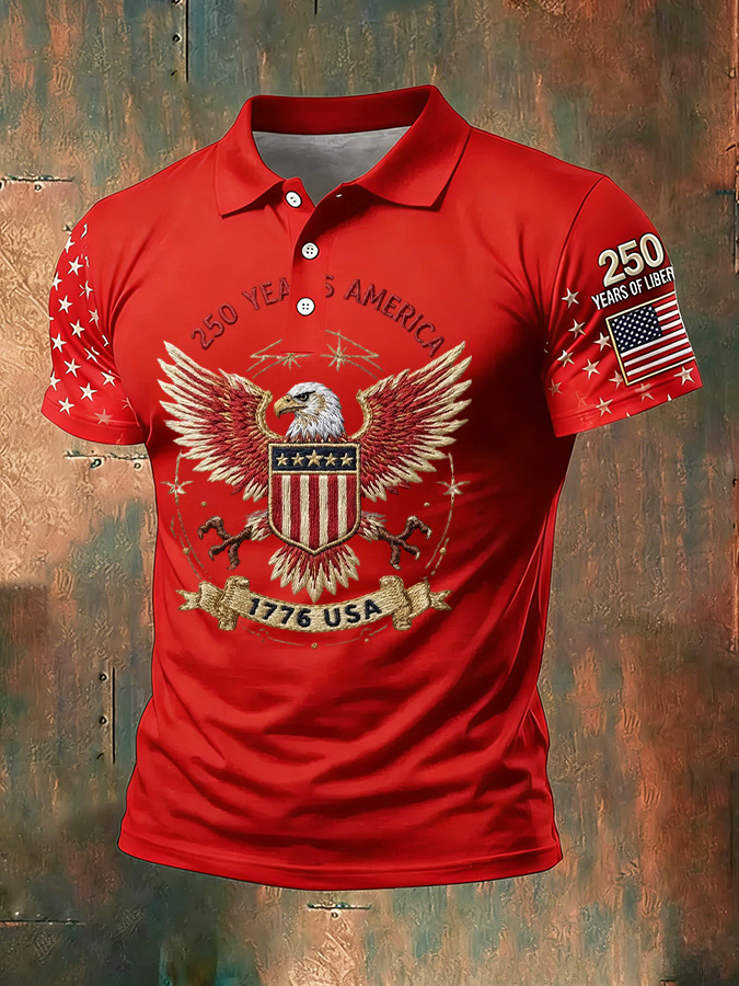 Unisex Casual 250Th Anniversary Celebration Short Sleeved Polo Shirt