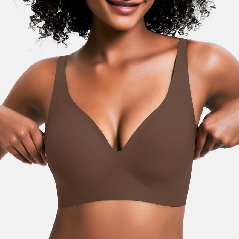✨🎁 Buy 1 Get 3 Packs🔥Womens Comfortable Wireless Bras Push Up Bralettes Seamless Tshirts Bras Deep V Everyday Bras