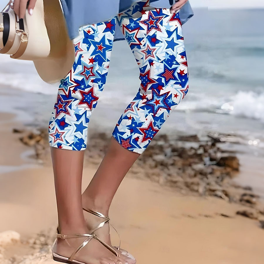 Women'S Casual Independence Day Commemorative Print Leggings For The 250Th Anniversary Of The Founding Of The United States