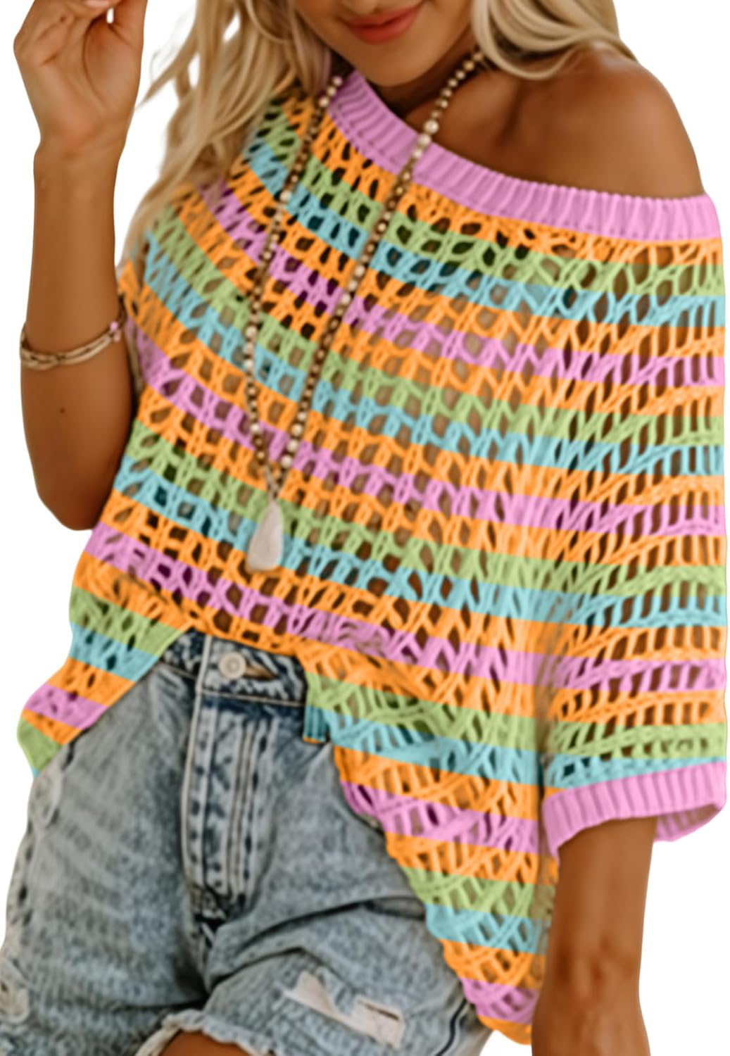 Women's Summer Crew-Neck Short-Sleeve Knit Top