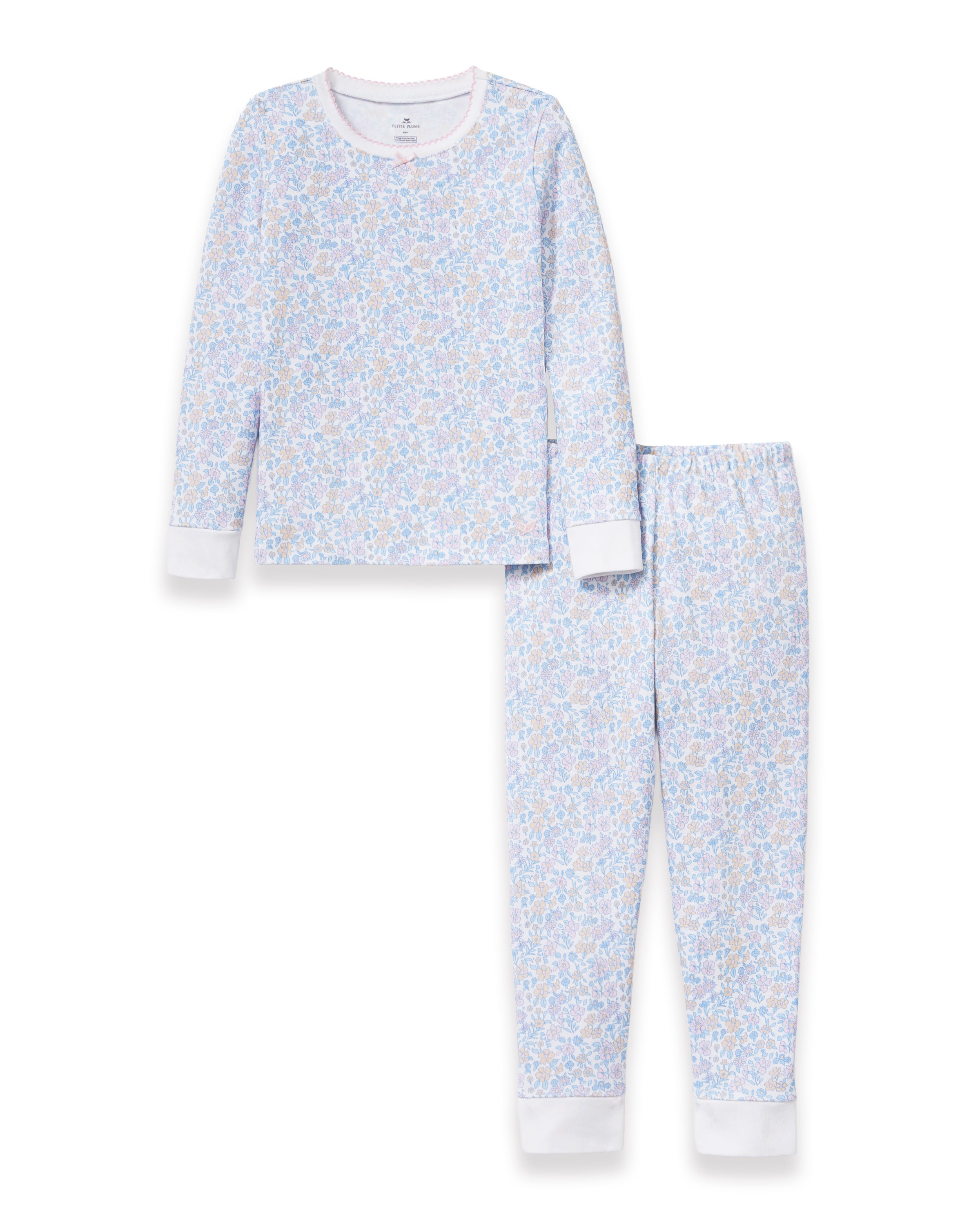 Kid's Pima Snug Fit Pajama Set in Fleur Blanche