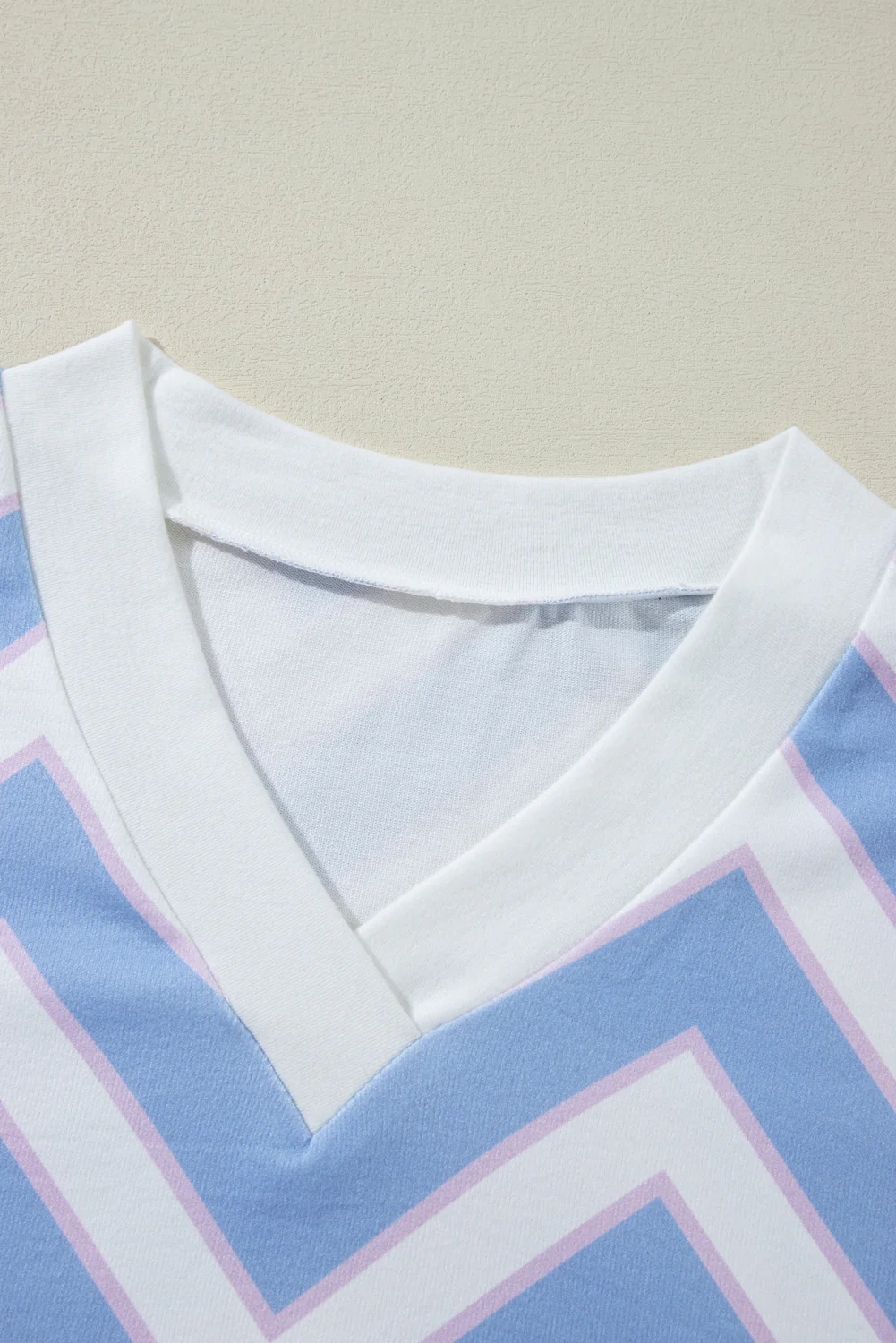Sky Zigzag Striped Print V Neck Oversized Top