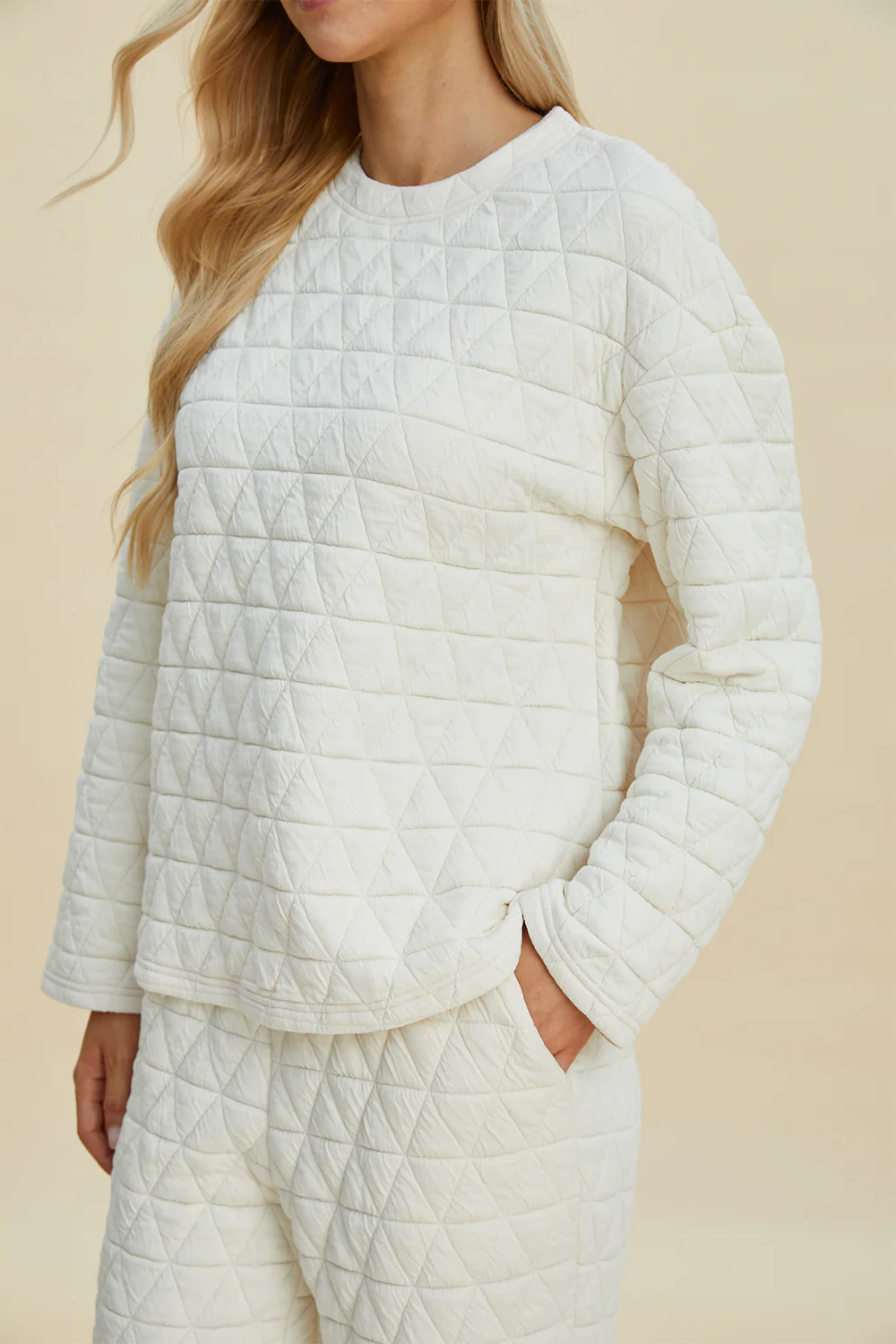 Full Size Texture Round Neck Long Sleeve Top and Pants Set