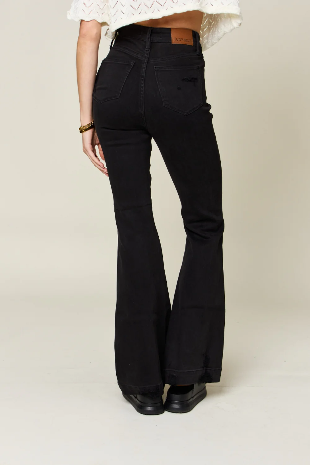 Blue Full Size High Waist Distressed Flare Jeans