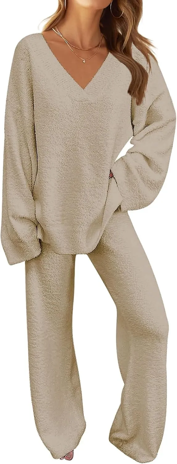 Women's Lounge Sets 2025 Fall Fashion 2 Piece Outfits Sweater Pajama Set