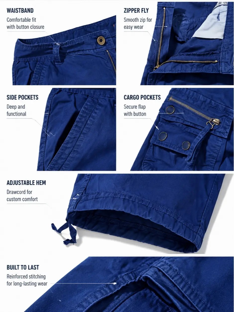 Men's Classic Utility Cargo Shorts – Relaxed Fit Multi-Pocket Summer Shorts