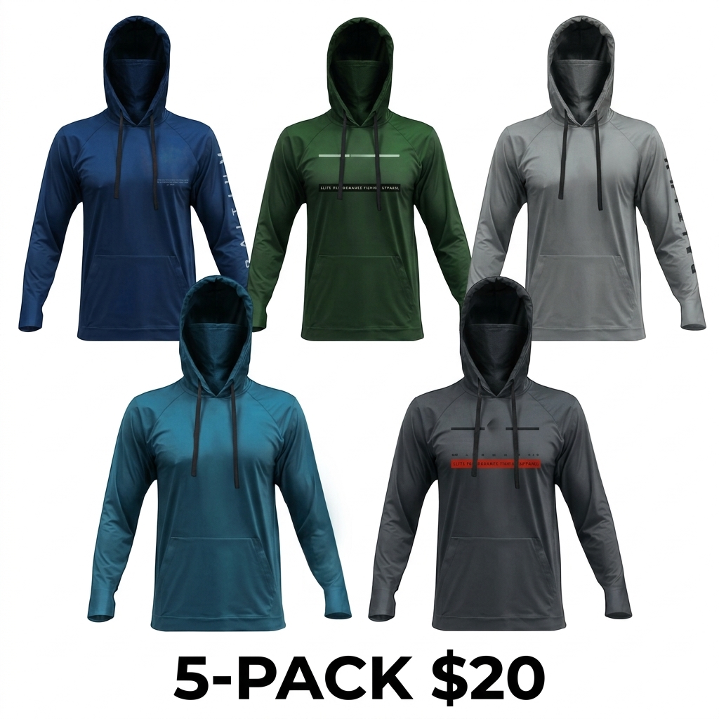 Fishing and Construction Shirts - Hooded UPF 50 Long Sleeve with Gaiter - Lightweight, Breathable, Moisture-Wicking, Premium Outdoor Wear for Men