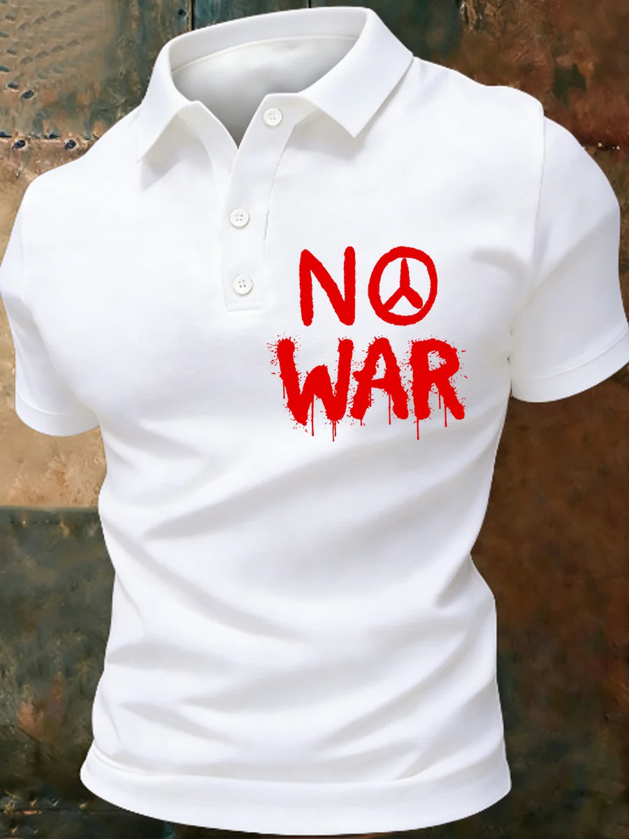 Men's No War cotton short-sleeved polo shirt