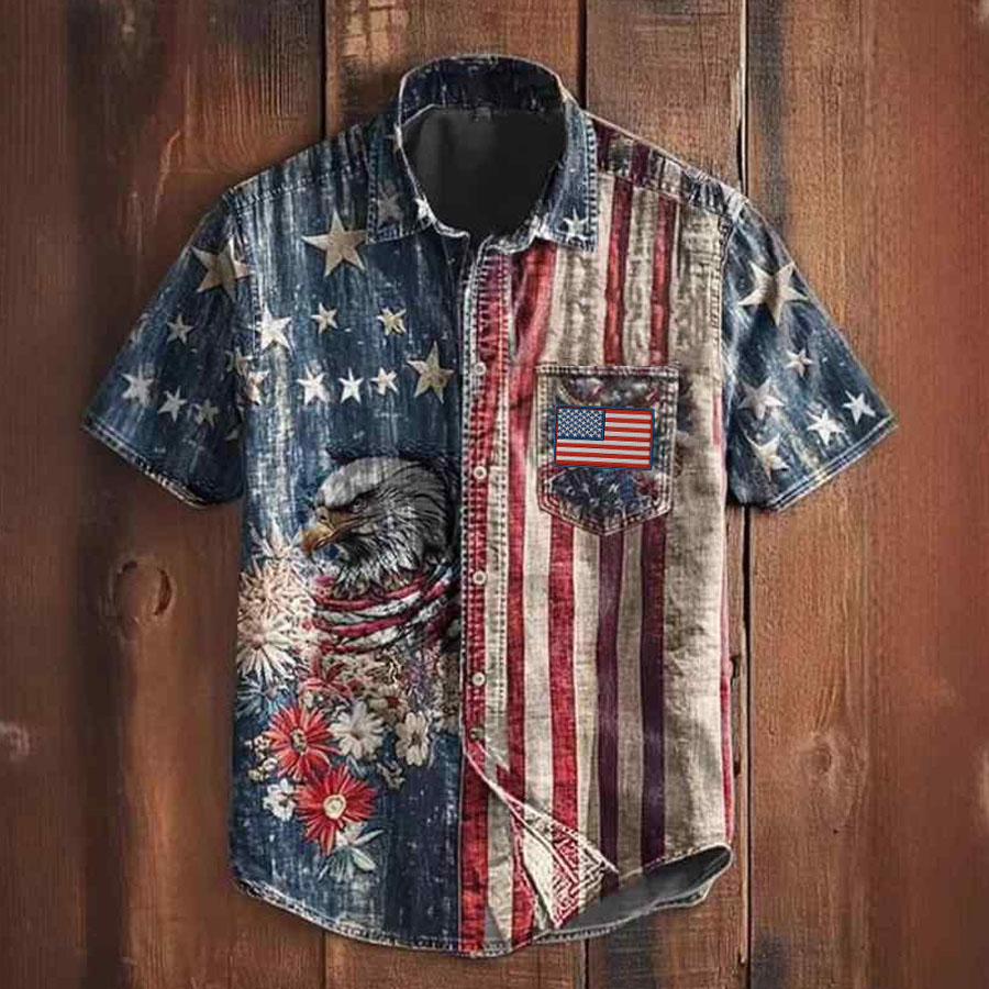 Men'S Independence Day 250Th Anniversary Printed Short Sleeve Shirt
