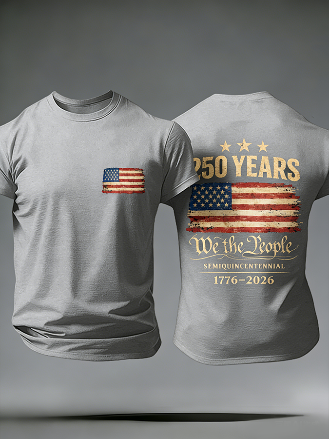 Men'S Casual American Founding Celebration Personalized Printed Round Neck T-Shirt
