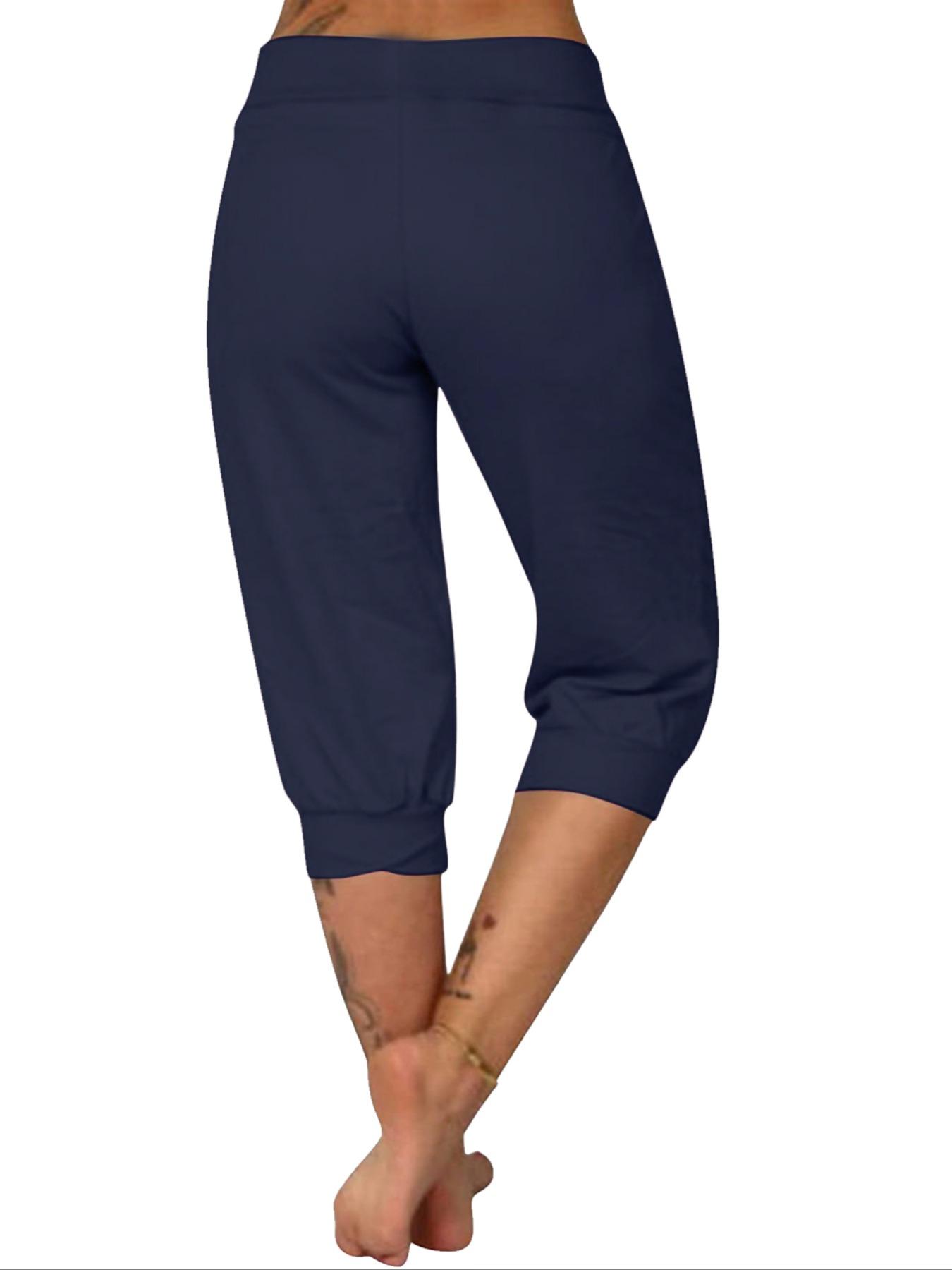 Women's Solid Color Capri Pants, Casual Comfy Pants for Summer, Fashion Women's Bottoms for Daily Wear