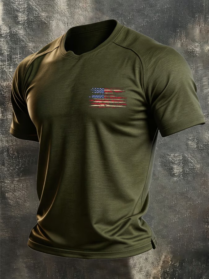 Men's Retro National Flag Pure Cotton Shoulder T-Shirt