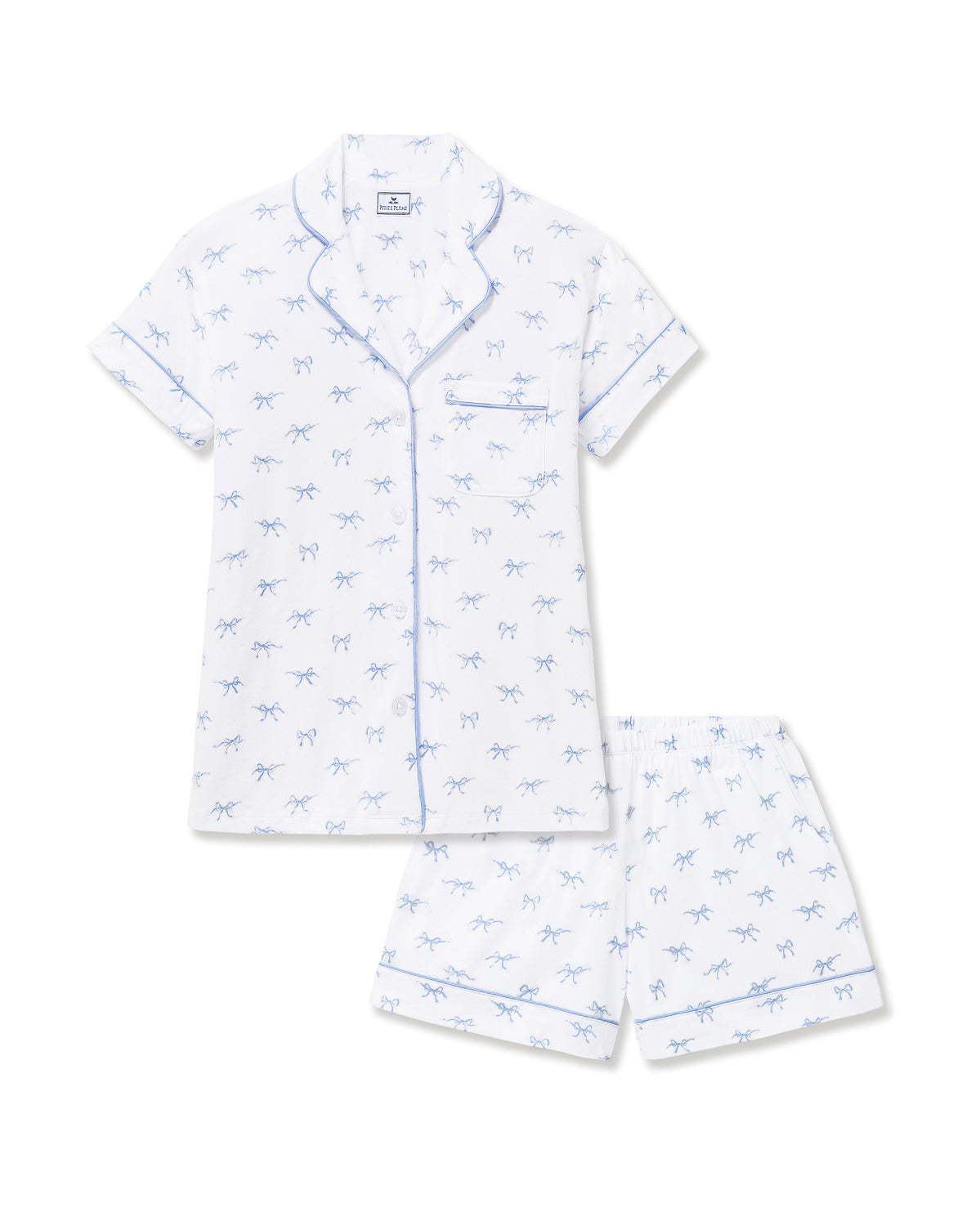 Women's Pima Short Sleeve Short Set in Something Blue Bows