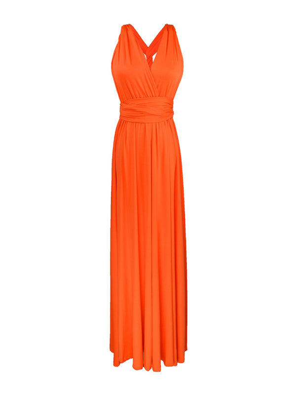Multi-wear Fado rope cross backless sexy maxi bandage dress