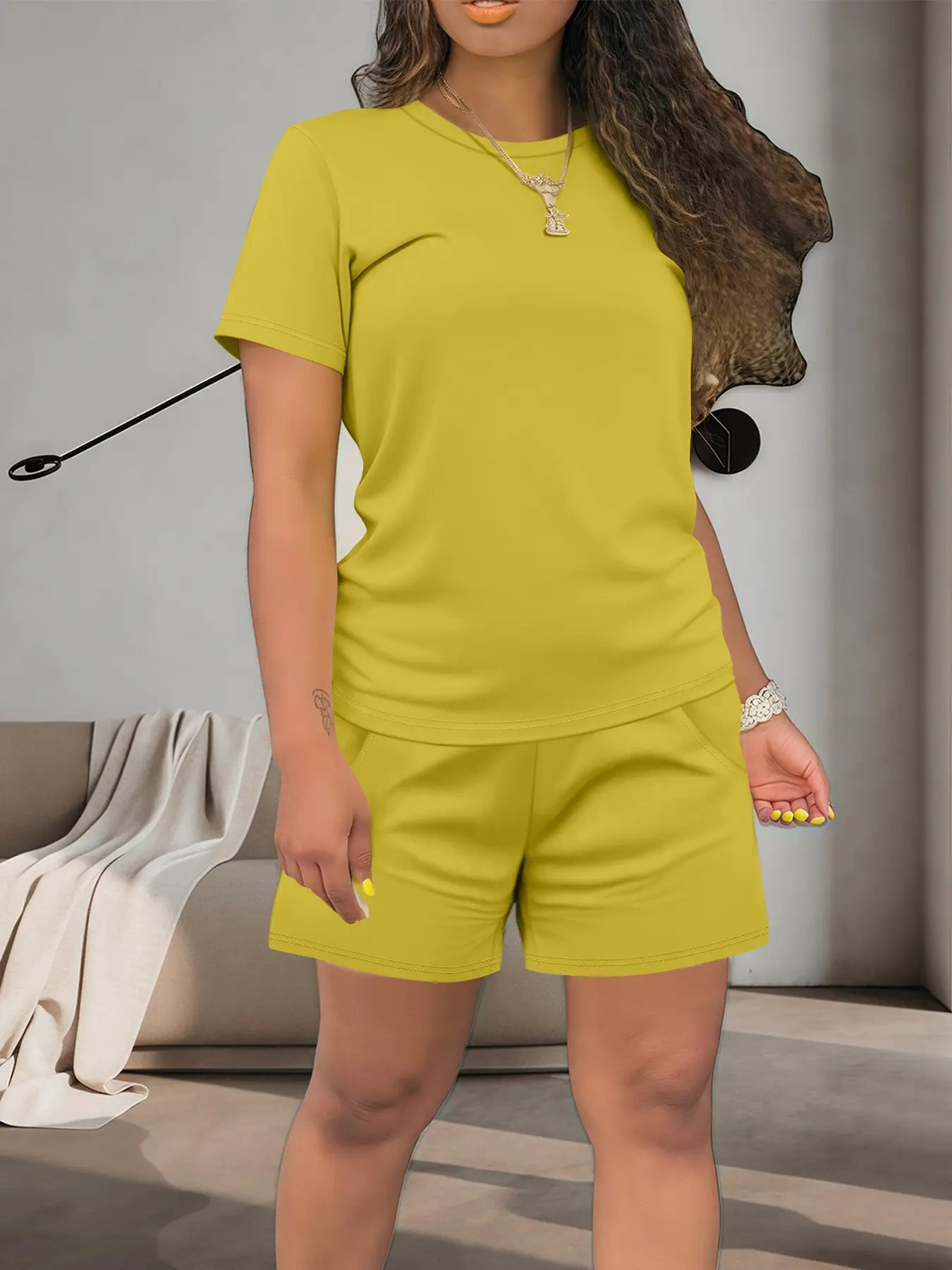 Women's Summer Casual Set, Regular-Fit Short-Sleeve Top & Shorts