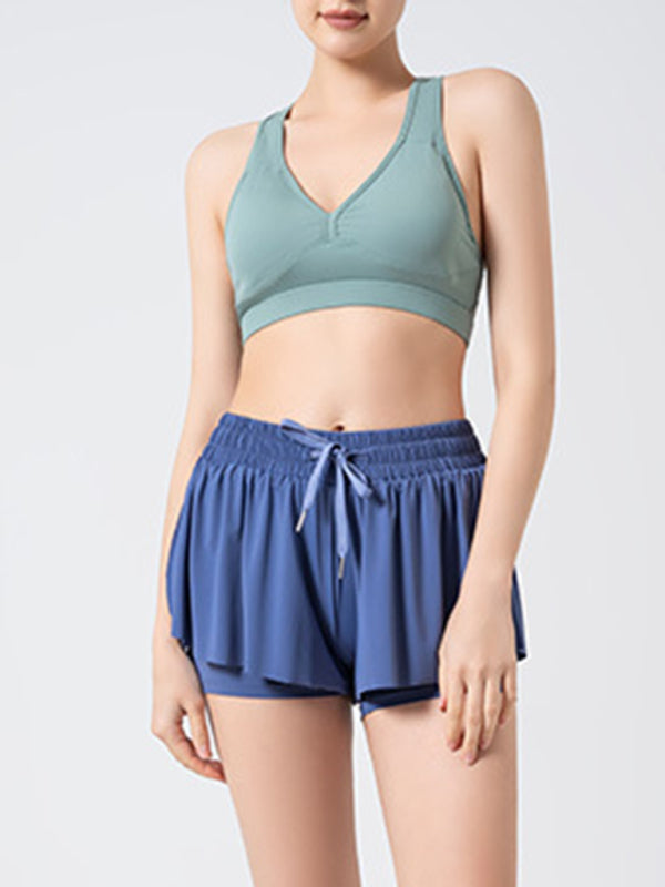 2 In 1 Shorts Yoga Clothes Running Fitness Sports Tennis Skirt Pants Large Size Sports Shorts