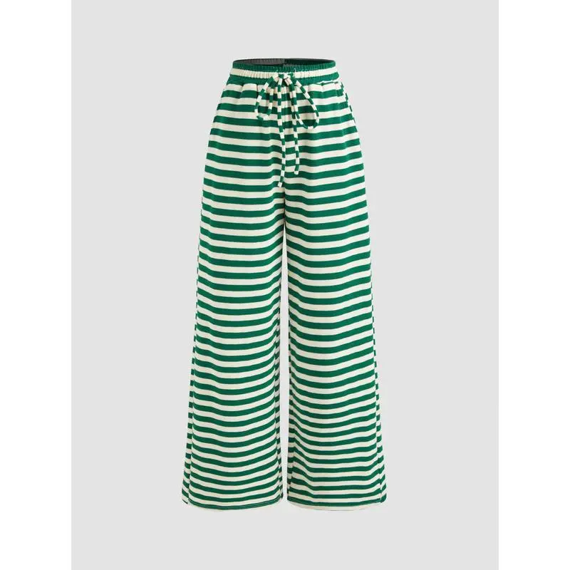 Mid Rise Striped Knotted Wide Leg Trousers (Just $3 Each!)
