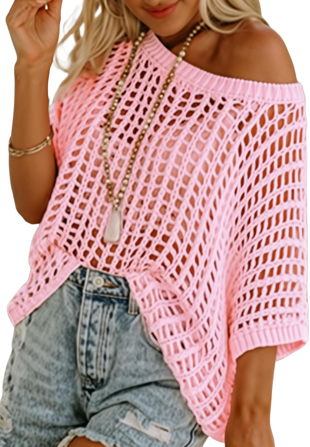 Women's Summer Crew-Neck Short-Sleeve Knit Top