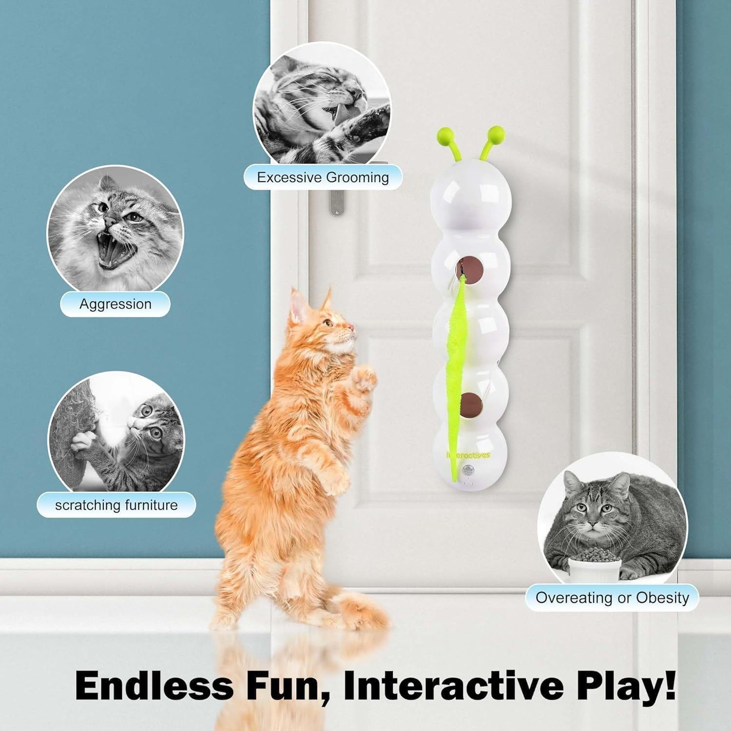 Motion Cat Toy With Worm