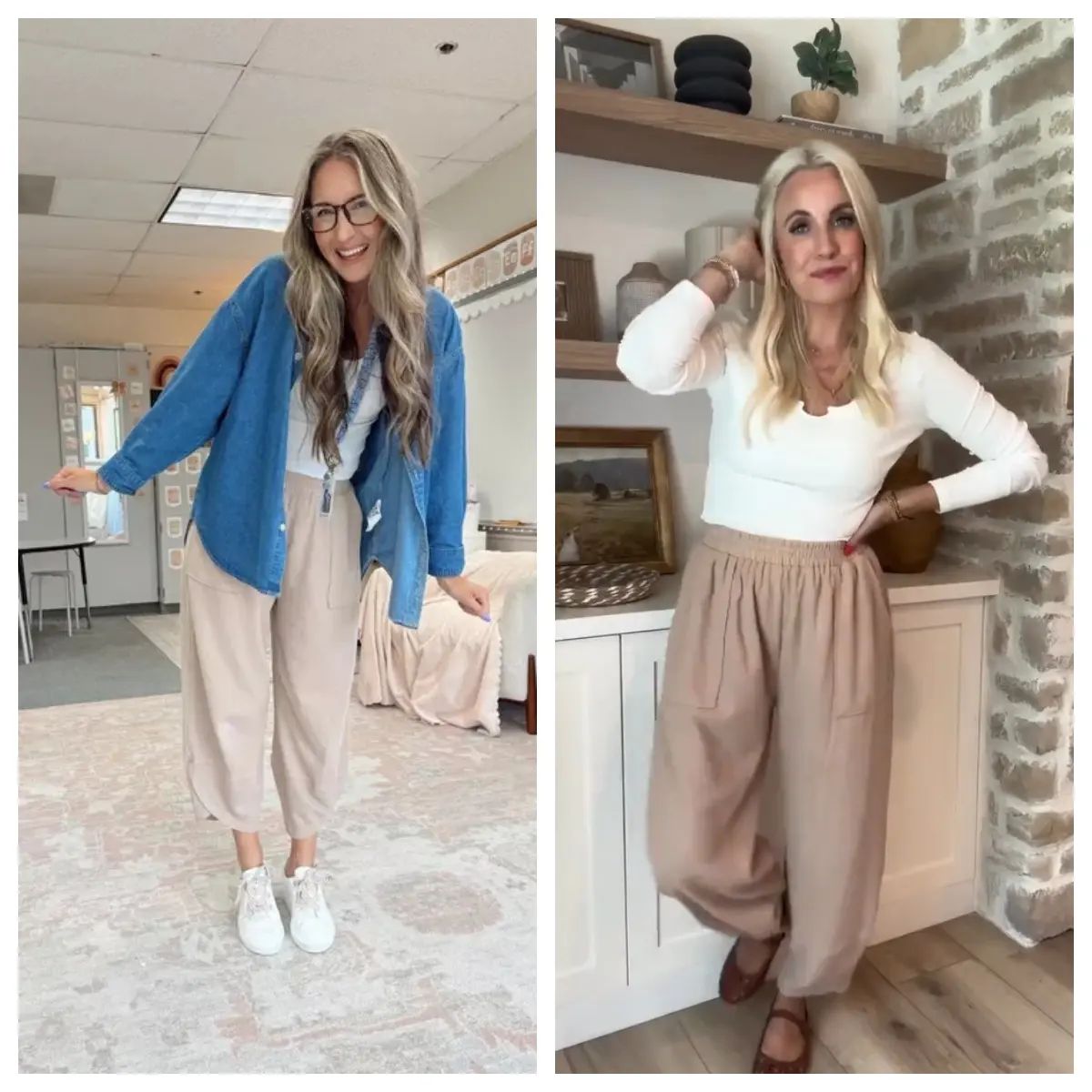 Women's Baggy Wide-Leg Pants - Casual, Elastic-Waisted, Bohemian Minimalist Basic Women's Clothes Bottom with Pockets,summerwins
