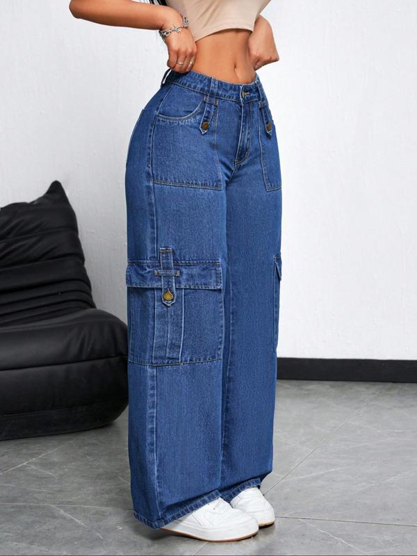 Women's Stretchy Multi-Pocket Straight Leg Jeans