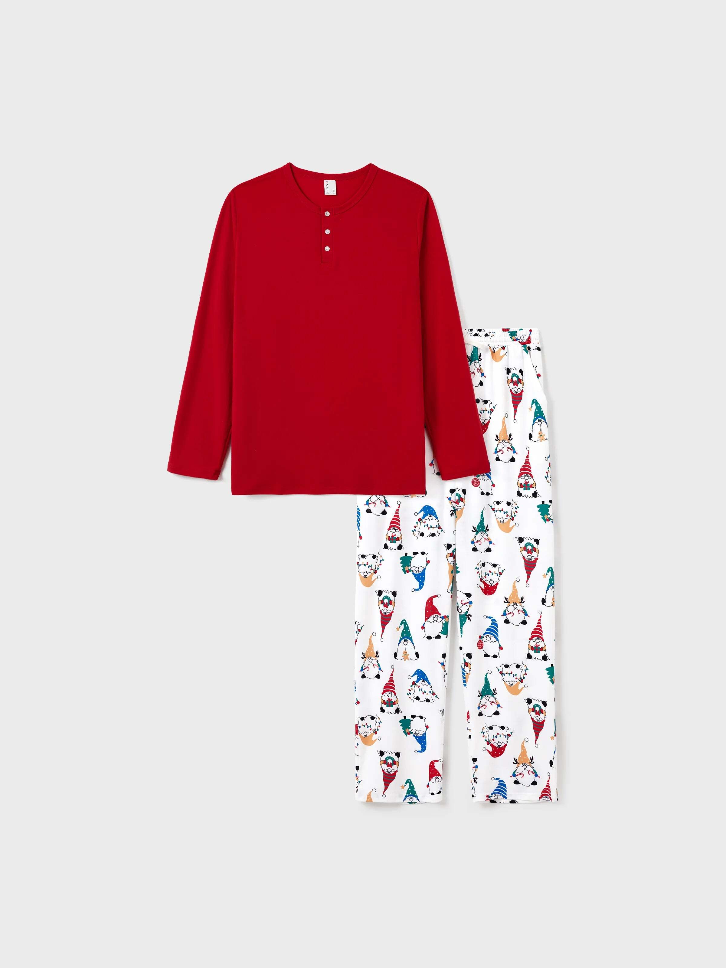 Christmas Matching Family Pajamas Set Christmas Gnome Print PJS with Christmas Socks Red