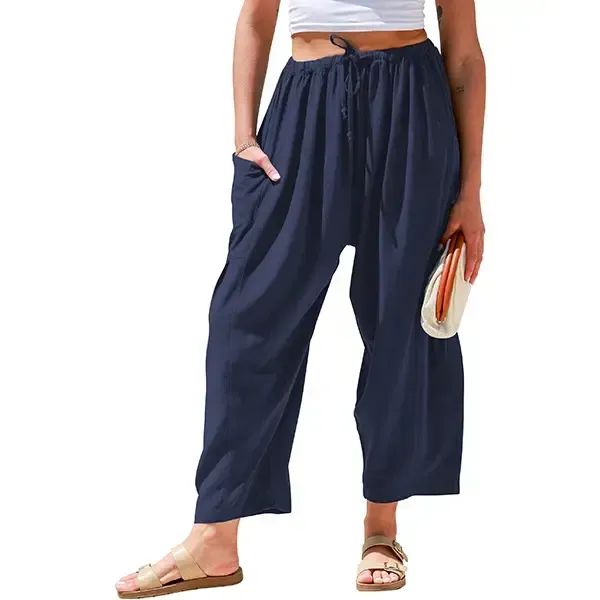 Womens Linen Wide Leg Pants