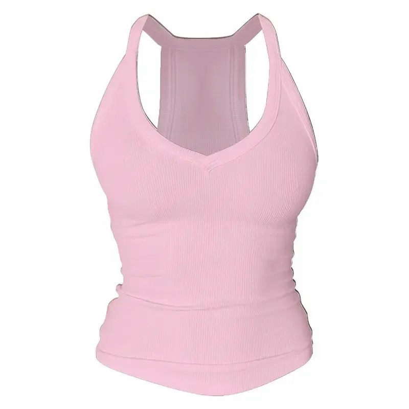 Built-in bust support, sleeveless backless slim-fit basic tank top