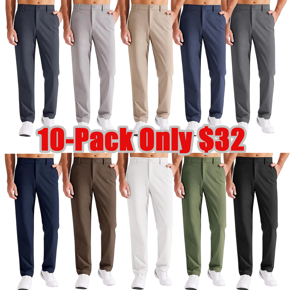 Men's Golf Pants Classic Fit Flat Front Work Dress Pants 29