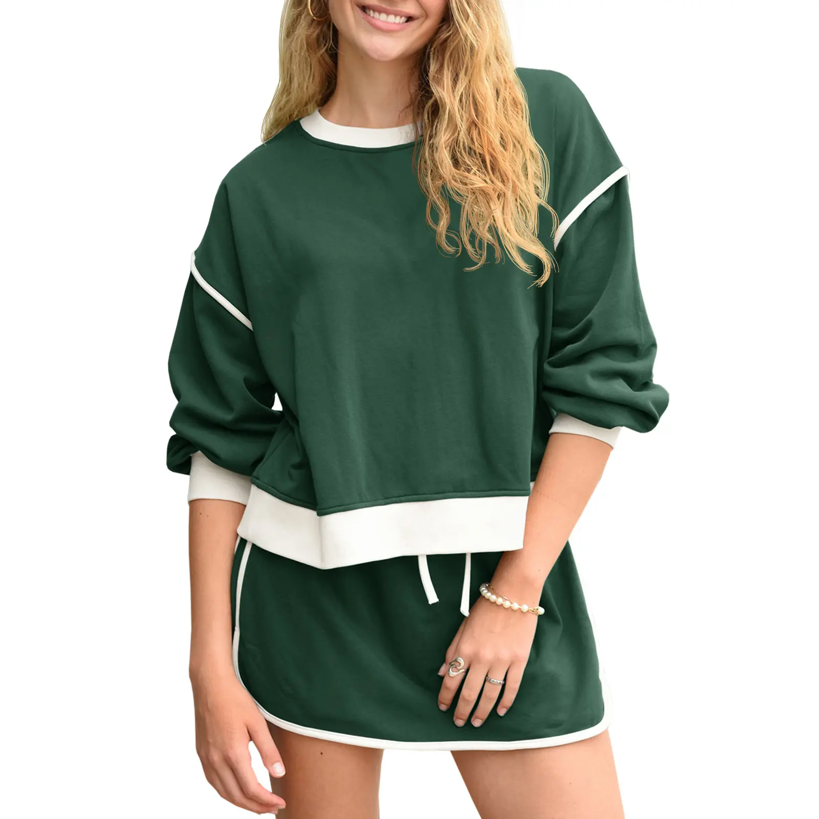 Women's Sweatshirt & Skort Sweatsuit Set